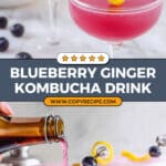 Blueberry Kombucha Cocktail or Mocktail Recipe