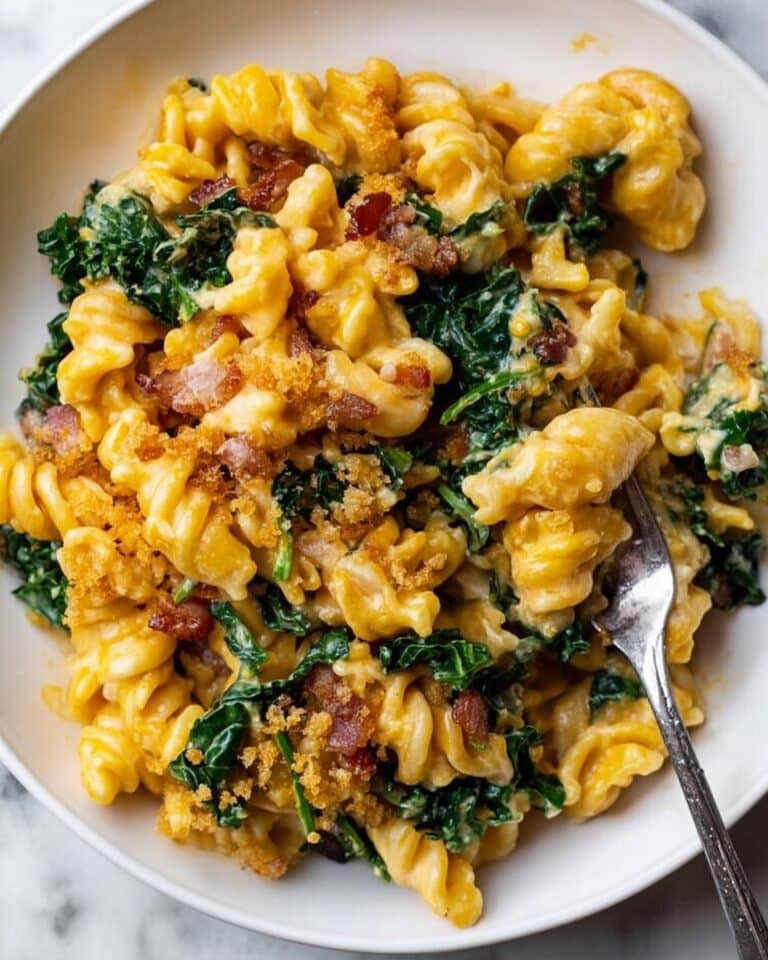 Cheesy Baked Pumpkin Pasta with Pancetta, Kale, and White Beans Recipe