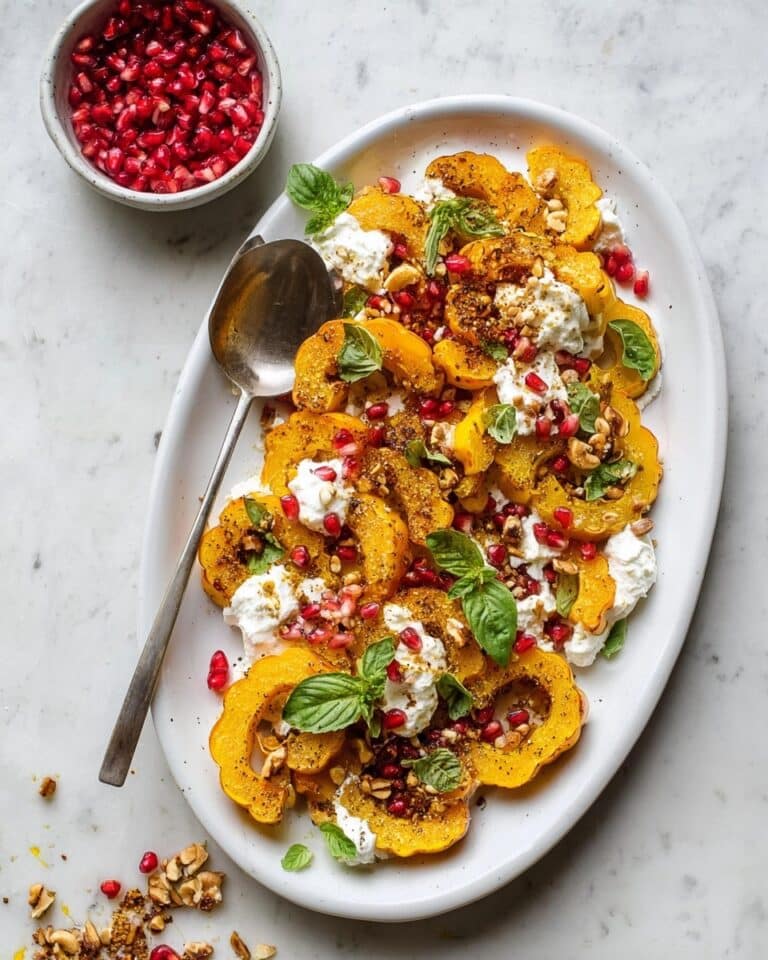 Roasted Delicata Squash with Burrata, Pomegranate, and Pistachios Recipe
