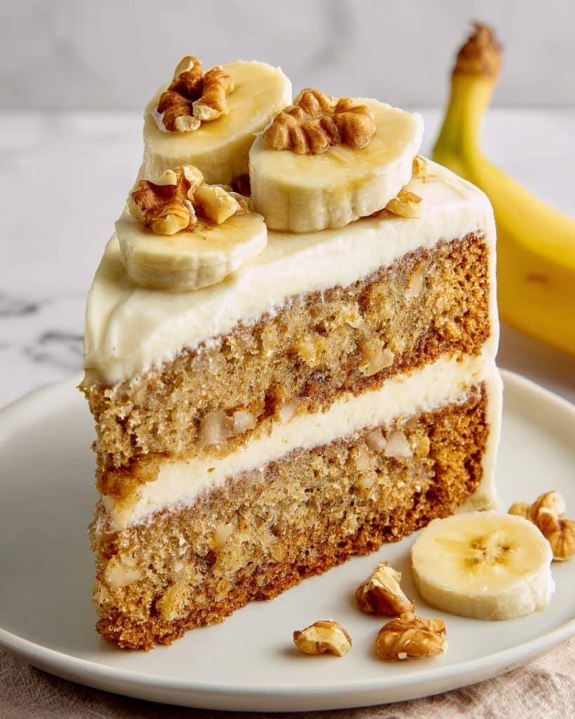 Banana Cake with Cream Cheese Frosting and Walnuts Recipe