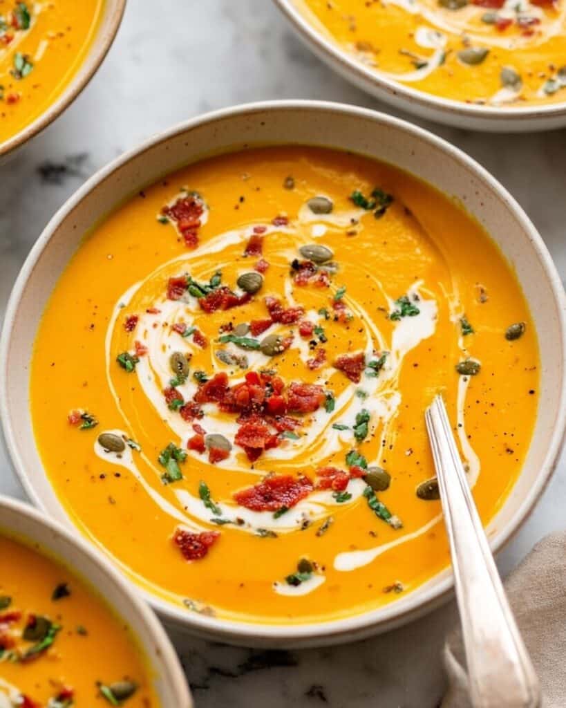 Healthy Roasted Butternut Squash Soup with Sun-Dried Tomatoes and Coconut Milk Recipe