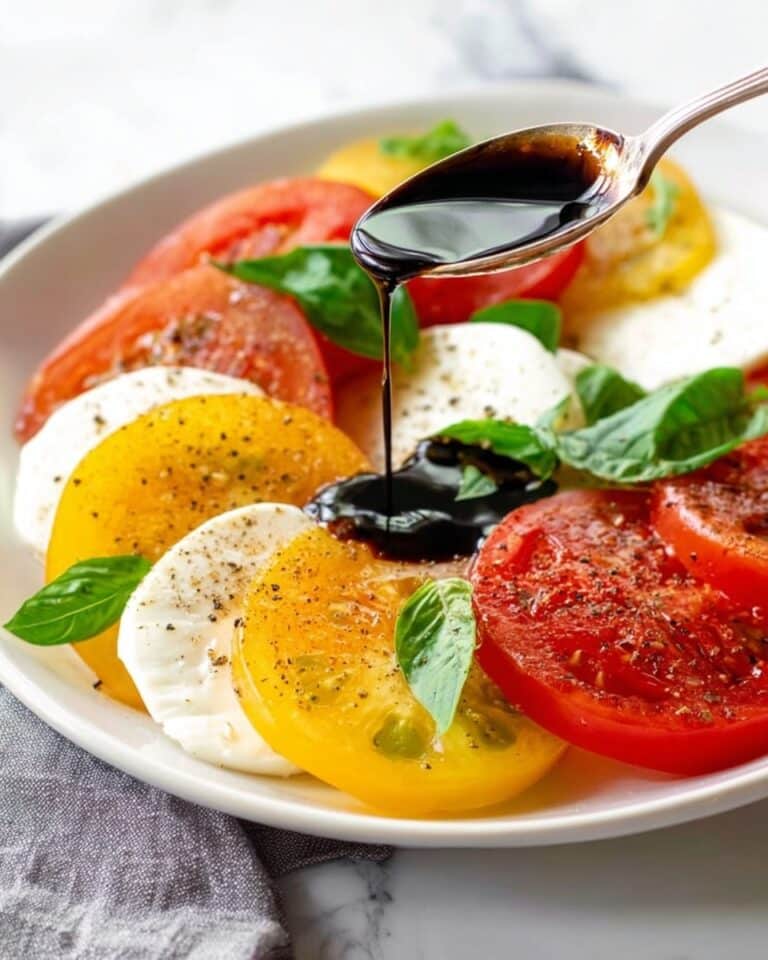 Balsamic Glazed Caprese Salad with Fresh Tomatoes, Mozzarella, and Basil Recipe