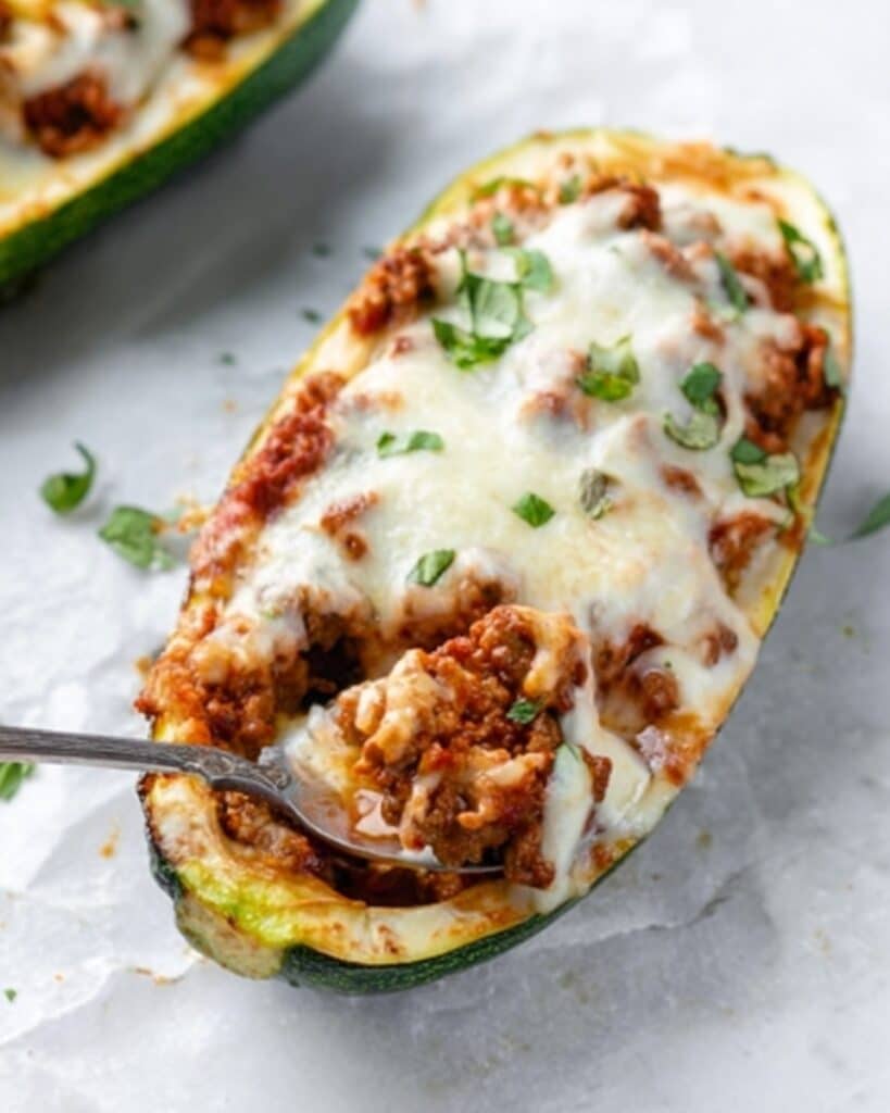 Spaghetti Squash Lasagna Boats with Ricotta, Kale, and Tomato Sauce Recipe