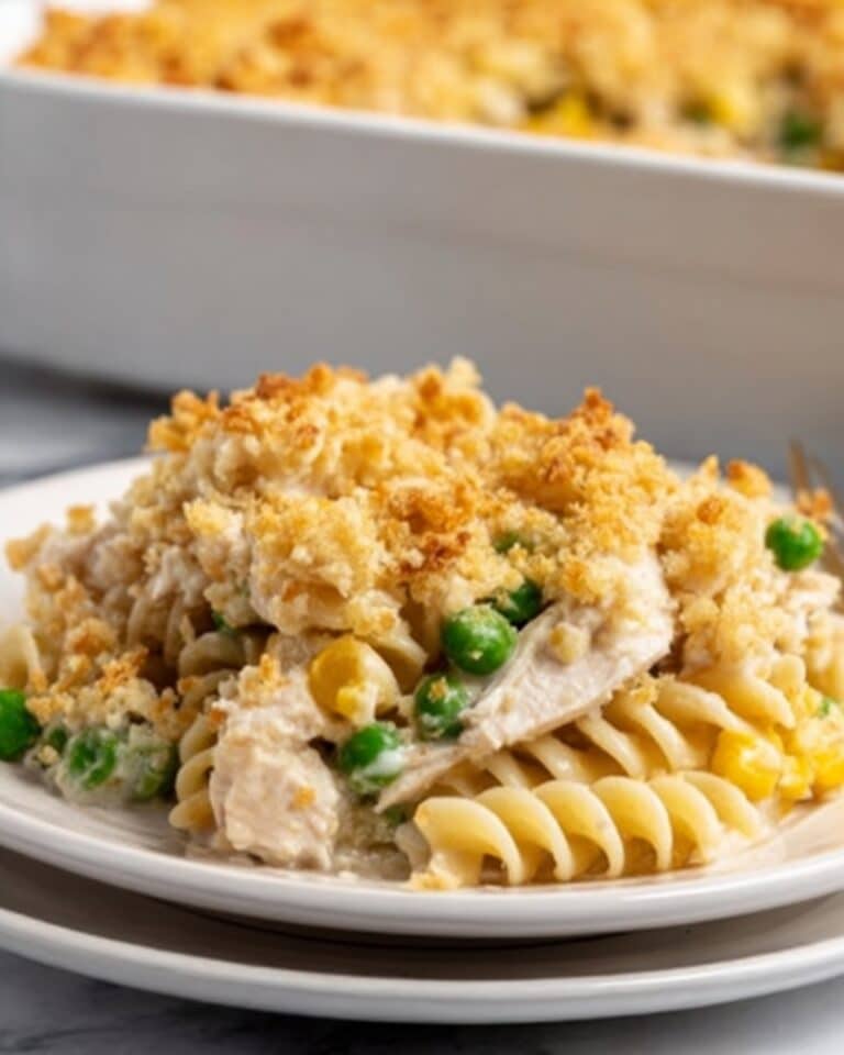 Turkey Casserole with Creamy Mushroom Sauce and Ritz Cracker Topping Recipe