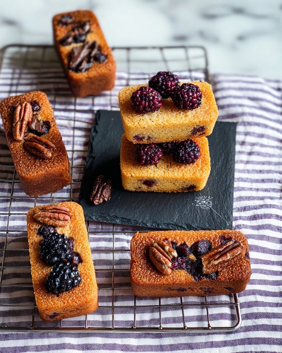 The image shows three small square cake pieces lined up on a dark slate board placed on a white marbled surface. Each piece has two visible layers: a thick, light beige bottom layer with a soft, crumbly texture, topped by a darker, moist layer with different colors and textures. The left piece has a greenish middle layer with red cherry-like fruit pieces bouncing on top. The center piece has a chocolate brown middle layer with pecans decorating the top. The right piece has a dark purple berry filling spilled slightly over the top, contrasting with the light beige base. In the background, more cake pieces sit on a cooling rack over the white marbled surface, softly blurred. Photo taken with an iphone --ar 4:5 --v 7