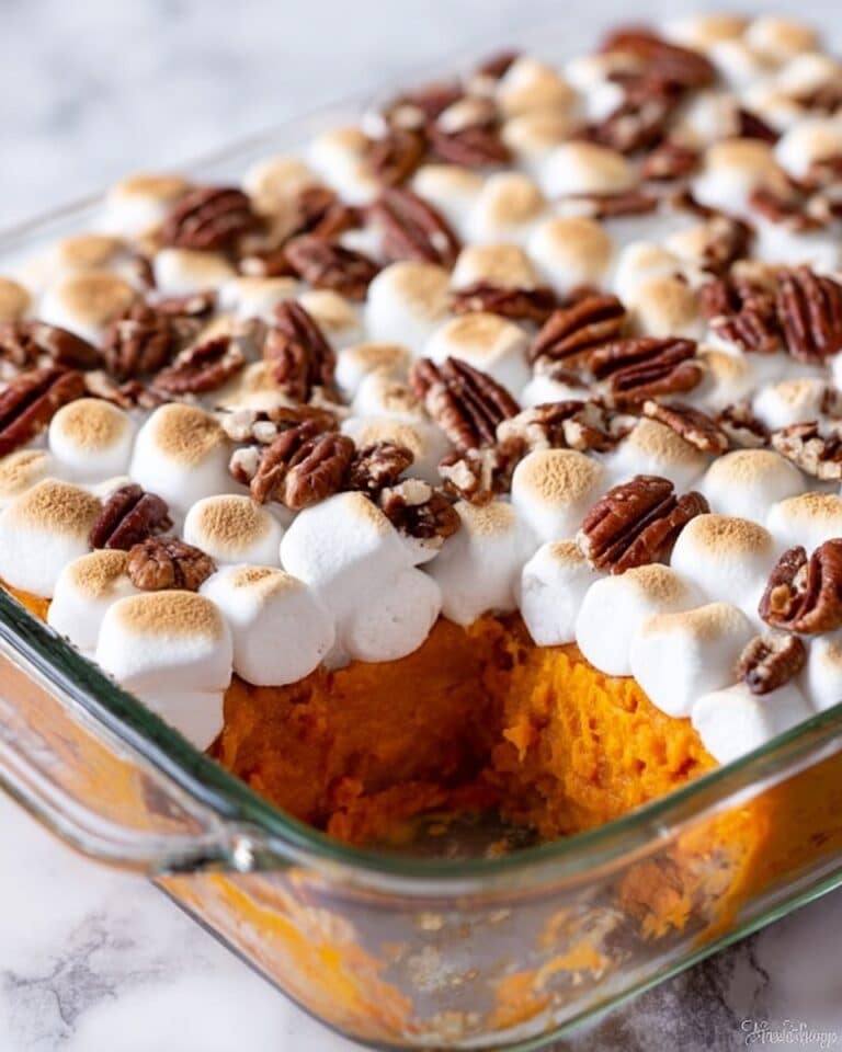 Sweet Potato Casserole with Pecans and Marshmallows Recipe