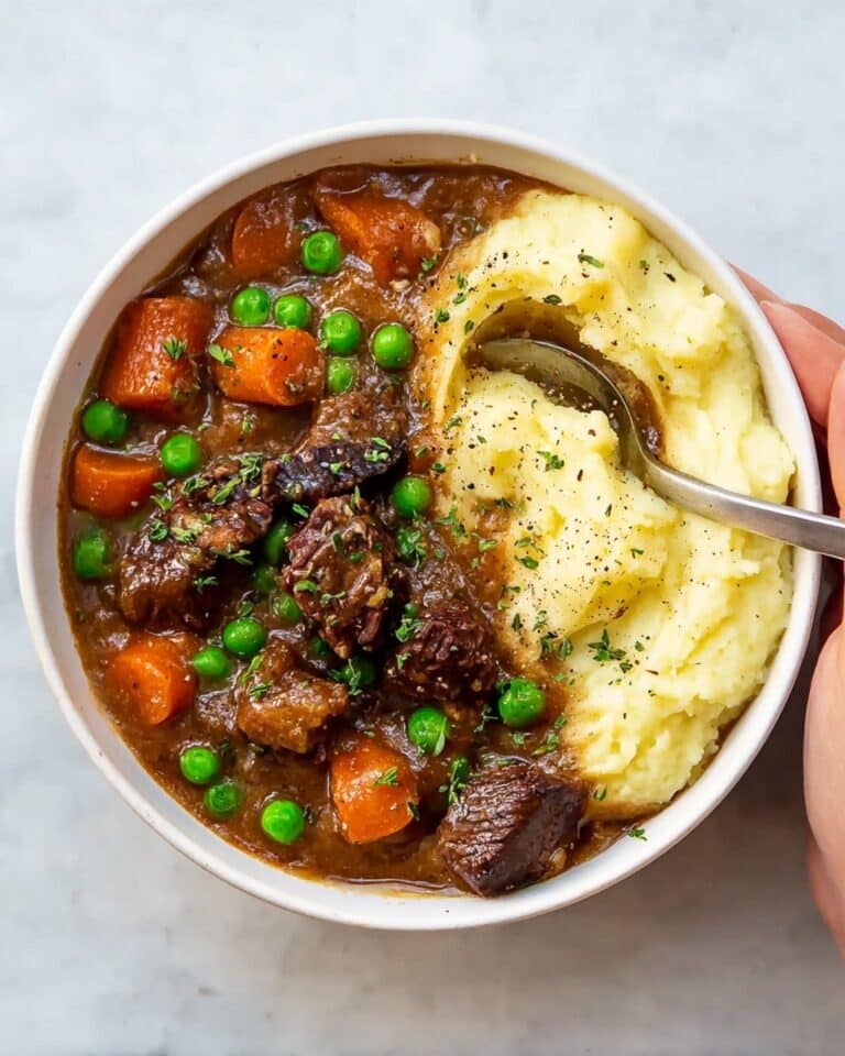 Slow-Cooker Beef Stew with Carrots, Peas, and Mashed Potatoes Recipe