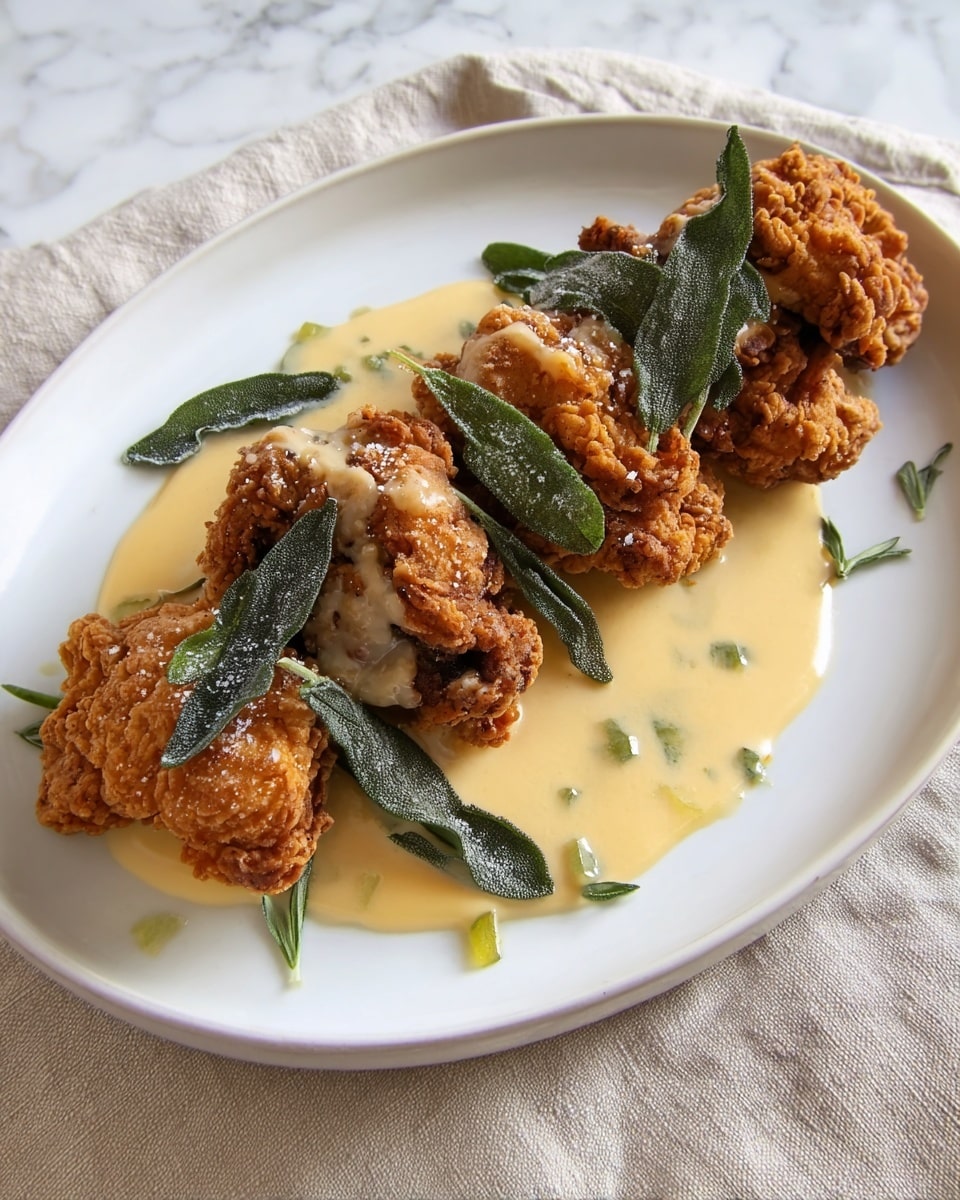 Crispy Fried Chicken with Sage Caper Gravy Recipe