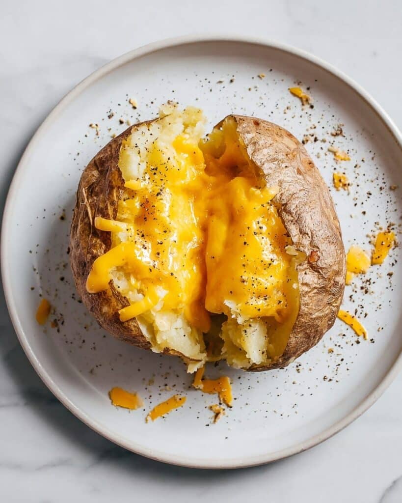Microwave Baked Potato with Cheddar and Sour Cream Recipe